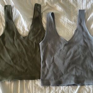 set of two (army green & grey) crop tops